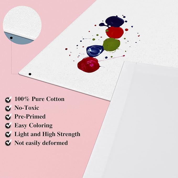 ESRICH 8x10 Canvas for Painting, 80 Pack Blank Painting Canvas, Primed Cotton Canvas Boards for Painting for Oil Paint, Watercolor, Acrylic Paint, Gouache and Tempera.