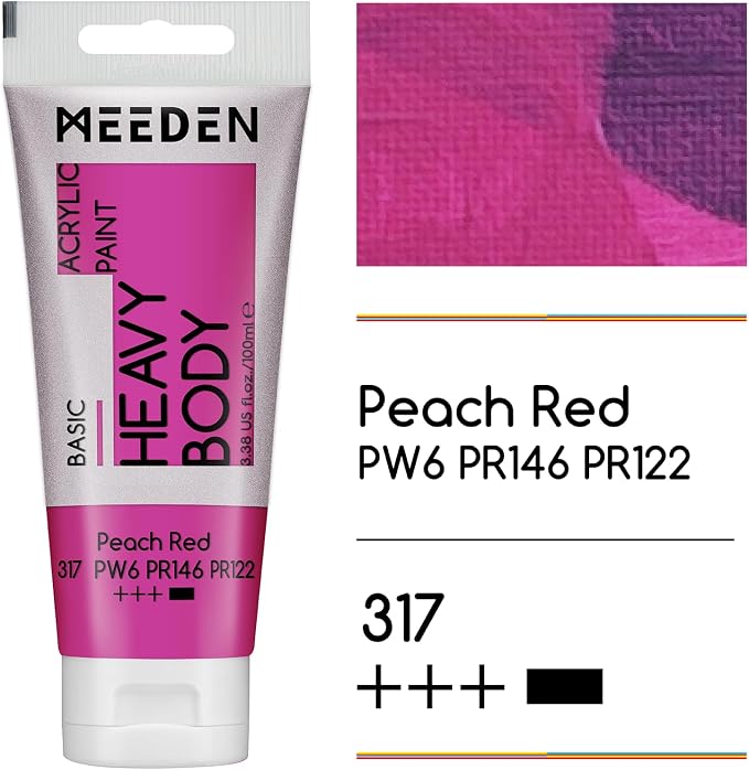 MEEDEN Acrylic Paint Peach Red: 100ml/3.38oz x 2 with Titanium White | Heavy Body Artist Acrylic Paint Set for Canvas, Wood & Craft, Non-toxic Creamy Art Paint with Titanium White for Mixing