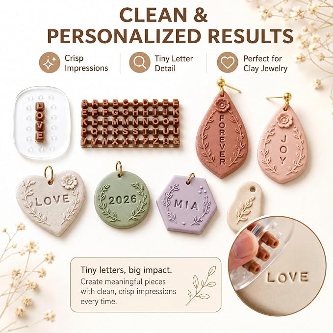 DIYOOHOMY Small Alphabet Letter Stamps for Polymer Clay, Pottery Tools
