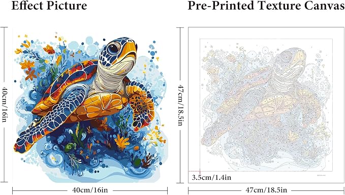 Fountor Sea Turtle Paint by Numbers Kit for Adults Beginner, Sea Turtle Adult Paint by Number Kits on Canvas Without Frame, Oil Painting by Numbers for Home Decor Gift 16” W x 16”L
