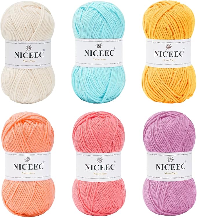 NICEEC 300g Soft Assorted Colors Yarn 100% Acrylic 870yds -Series 14