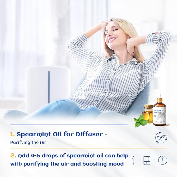 HIQILI Spearmint Essential Oil for Diffuser, Skin & Hair Care