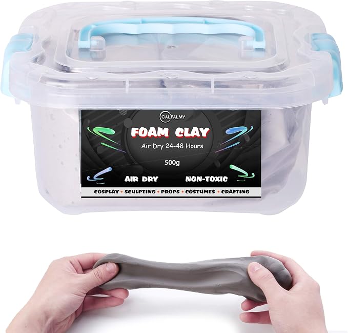 1.1lb Moldable Cosplay Foam Clay (Grey) – High Density for Intricate Designs | Air Dries to Perfection for Cutting with a Knife or Rotary Tool, Sanding or Shaping