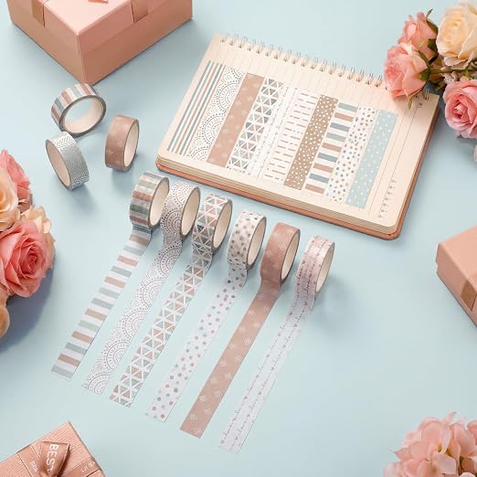 12 Rolls Floral Washi Tape Set,Morandi Tones,Boho | Watercolor Flowers Design for Scrapbook Journal DIY Craft School Supplies, 15 mm Vintage Decorative Masking Washi Tapes