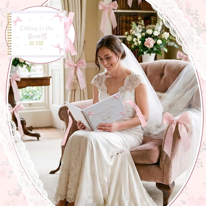 Humyoun Letters to Bride Scrapbook,8.5 X 7 Inch,Bow,Pink