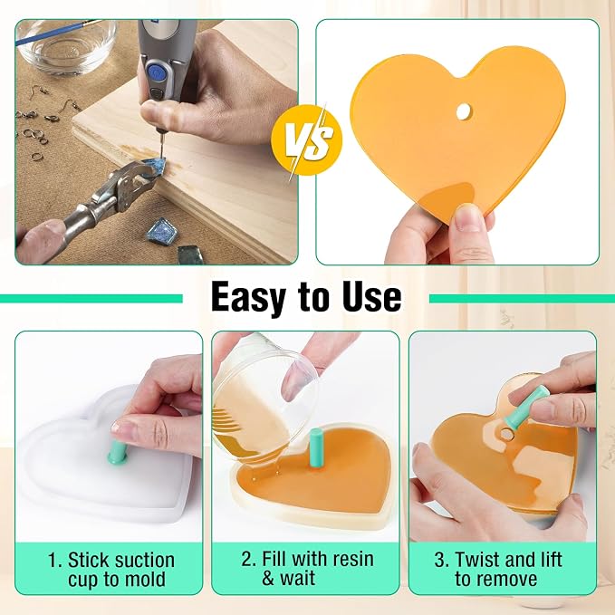 HealVee Hole Maker for Resin, 5 Sizes(2/3/4/6/8mm) 25PCS Make Holes Without Drilling for Epoxy & UV Resin, Holes Tools for Jewelry Making, Pet Tag, Keychain, DIY Craft Pendant Decor