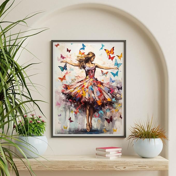 Dancing Girl Paint by Numbers Kit for Adults Framed Canvas, Frameworkless