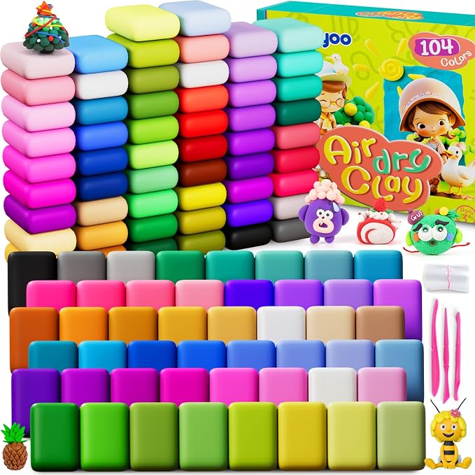 Ixiaoyoo Air Dry Clay, 104 Colors Foam Modeling Clay for School Projects