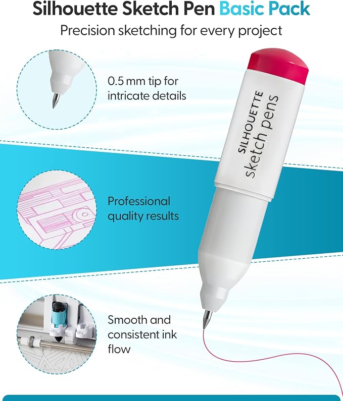 Silhouette Sketch Pens Set - 8 Basic Colors for Cameo, Portrait & Curio