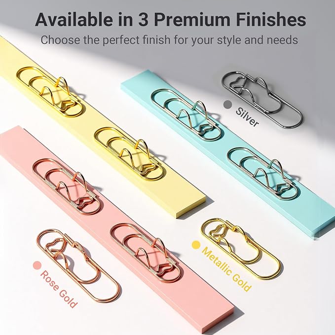 Heart Paper Clip Pen Holder for Notebooks, 9-Pack Metal Pen Clip