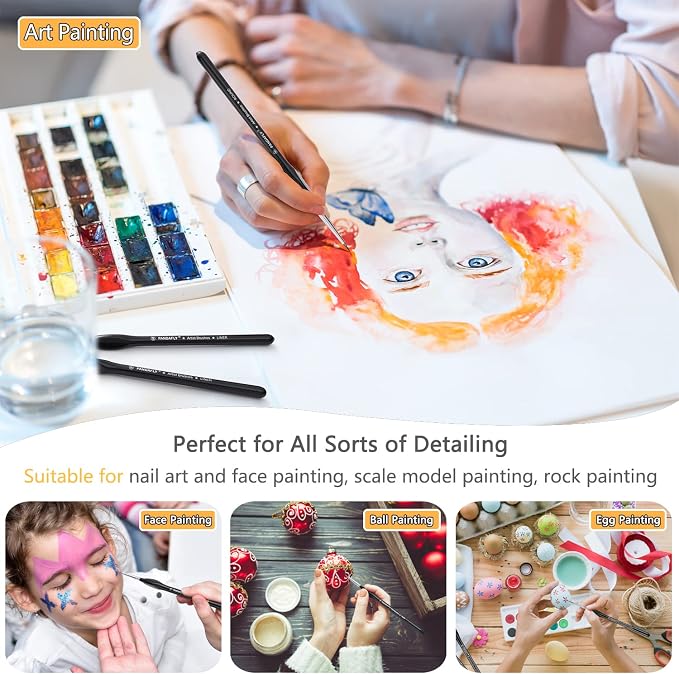 PANDAFLY Detail Paint Brushes Set for Fine Detailing & Art Painting, 15pcs | Miniature Paint Brush Set with Triangular Handles - for Acrylic, Watercolor, Oil, Models, Face, Figurine & Paint by Number