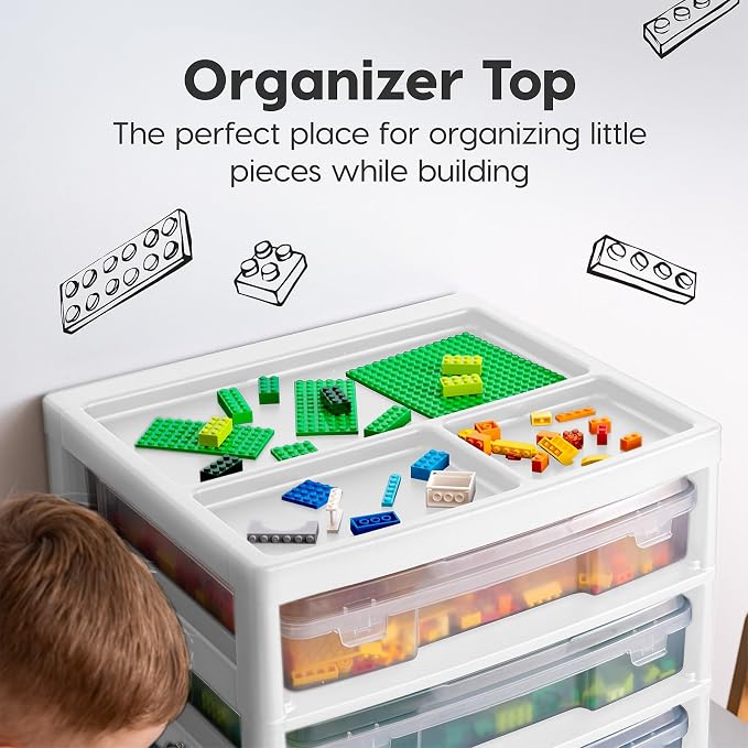IRIS USA Desk Organizer |Made in USA| 3-Tier Cases - White/Clear