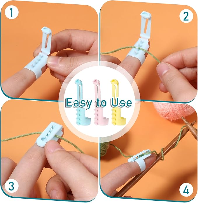 YQQYG 3PCS Yarn Guide Ring for Crocheting, Plastic Yarn Guide Ring Crocheting Knitting Tool, Adjustable Crafts Accessories (Pink, Blue and Yellow)