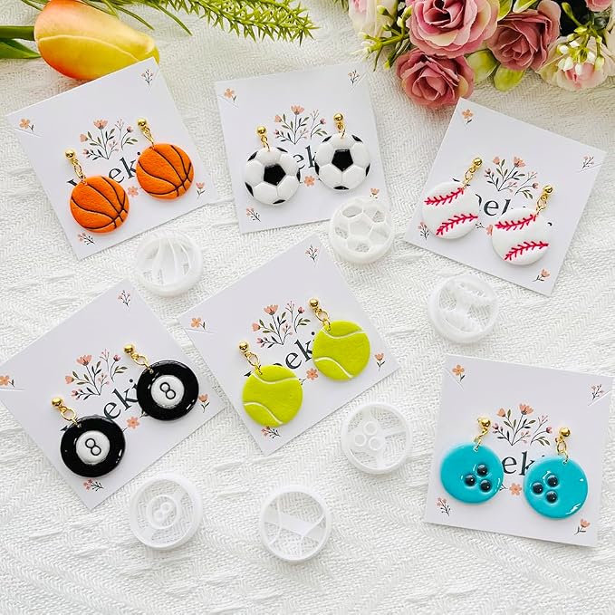 Sports Polymer Clay Cutters Set – Molds, Clay Cutters for Polymer Clay, Clay Earring Tools