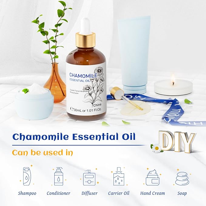 HIQILI Chamomile Essential Oil for Diffuser, Skin & Soap