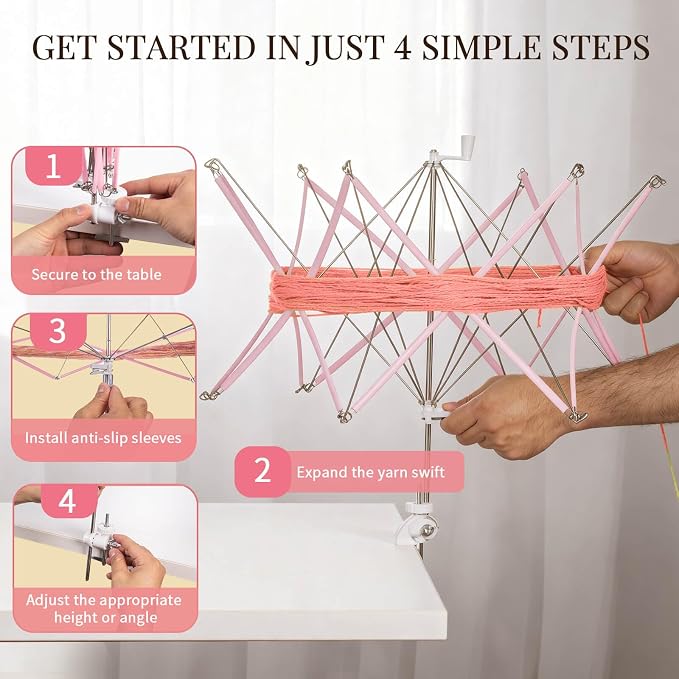 SPEENSUN Foldable Yarn Swift, Adjustable Umbrella Holder for Skeins | Easy Install, Multi-Angle Design, Keeps Hanks Tidy, Pairs Perfectly with Ball Winder, Includes Storage Bag & Box