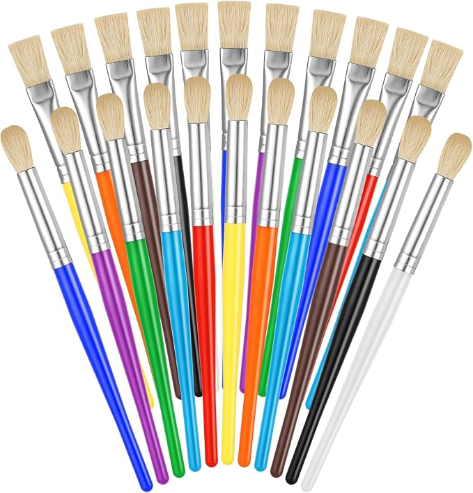YGAOHF Paintbrushes Kids, 22 Pcs Round & Flat Toddler Kids Paint Brushes, Chubby Paint Brushes for Kids Bulk, Preschool Paint Brush for Acrylic Oil Watercolor Washable Paint Kit, Easy Hold & Clean