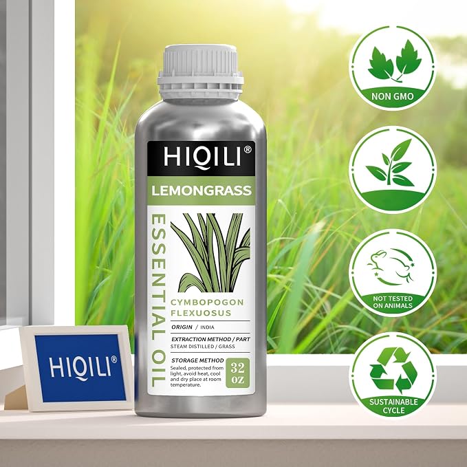 HIQILI Lemongrass Essential Oil Large Capacity for Body Massage