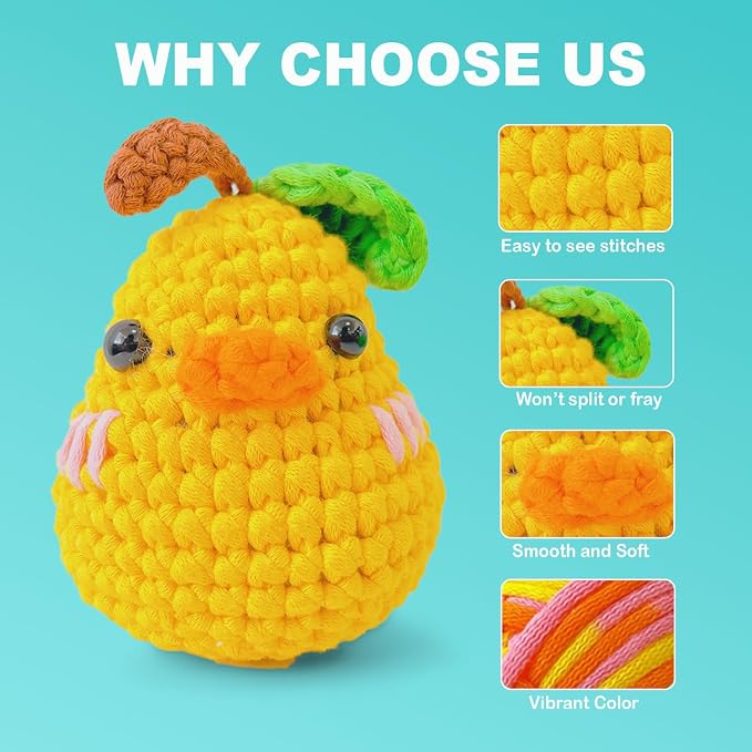 3 * 50g/1.76oz Yarn for Crocheting and Knitting, 3 * 60yds Beginner Yarn with Easy-to-See Stitches; Worsted-Weight Medium #4;Amigurumi-Friendly Crochet Kit(Violet+Yellow+Blushing Blue)