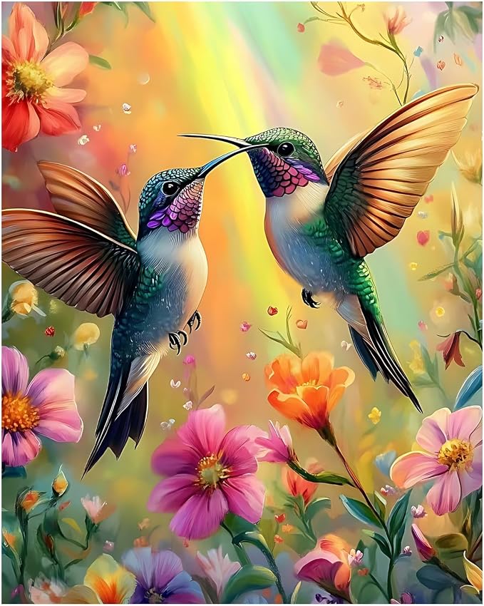 CRZMODE Hummingbird Paint by Numbers Kit for Adults, Hummingbird Paint by Numbers for Adults, Acrylic Painting Crafts for Home Decor Gift (16x20inch)