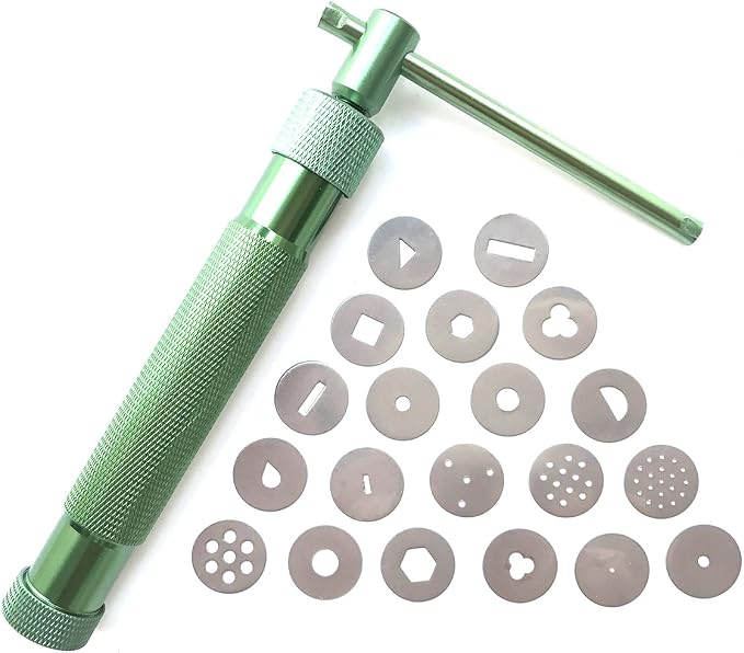 HEVERP Stainless Steel Clay Extruders Sugar Paste Extruder Cake Fondant Decorating Tool Set (Green)