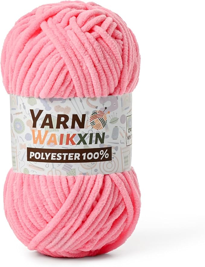 Pink Soft Chenille Yarn for Crocheting, Fluffy Chunky Crochet Yarn for Baby Blanket, (3.52oz/131yds) Fuzzy Velvet Yarn for Amigurumi&DIY Puzzle、Crafts、Scarf