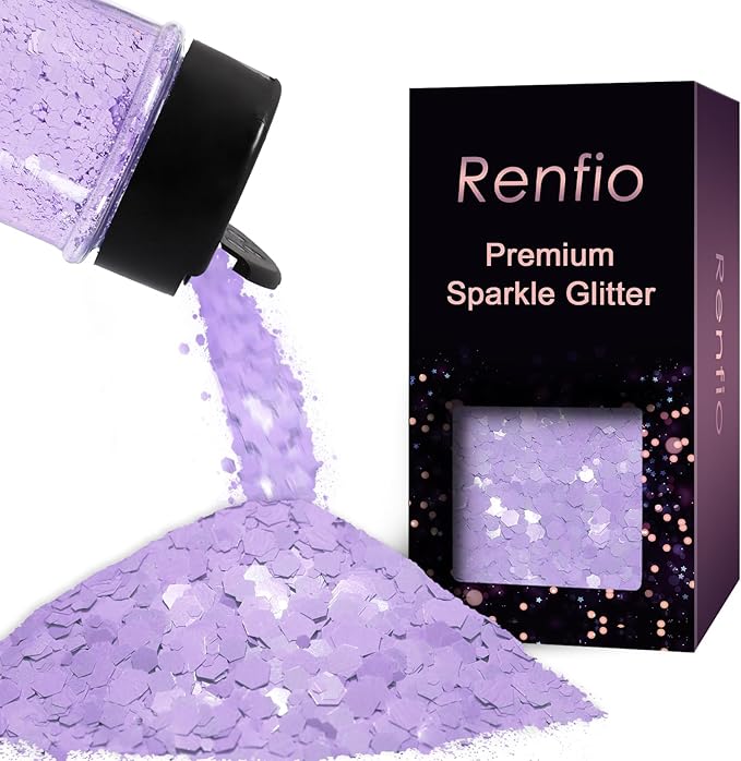 Renfio Purple Chunky Glitter,1.76oz/50g Light Purple Resin Glitter