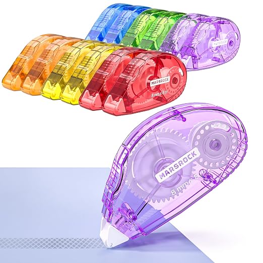 Marsrock Double-Sided Adhesive Dots Roller – 12 Pack (0.31IN x 26FT) Dots Glue, Craft & Scrapbook Supplies for Gift Wrapping, Scrapbooking, and Photo Tape