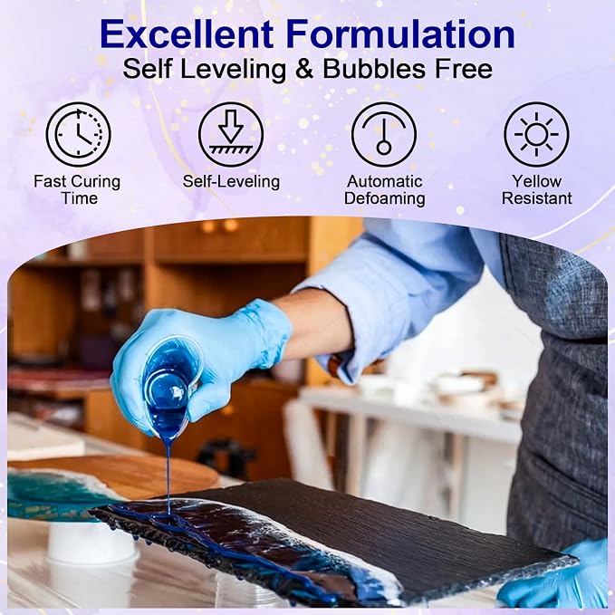 JANCHUN Crystal Clear Epoxy Resin Kit 16oz, Bubble-Free, Anti-Yellowing, Self Leveling Easy Mix 1:1 Coating and Casting Resin for Table Top, Molds, Tumbler Crafts, Painting, Jewelry, DIY Gifts