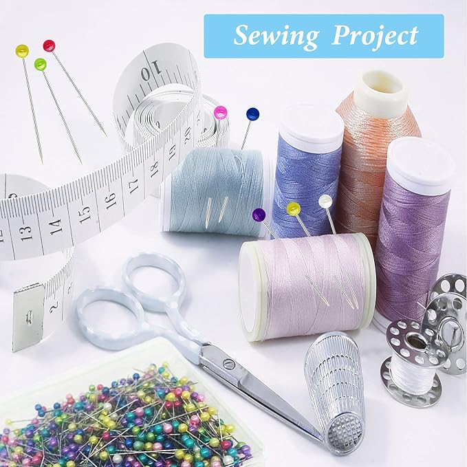 1000pcs Sewing Pins Straight Pin for Fabric, Pearlized Ball Head Quilting Pins Long 1.5inch, Multicolor Corsage Stick Pins for Dressmaker, Jewelry DIY Decoration, Craft and Sewing Project