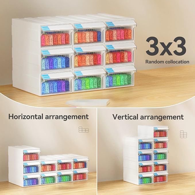 ARTDOT Storage Containers for Diamond Painting, 9 Pack Stackable Craft Storage Organizer 315 Slots Individual Containers for Diamond Art Beads Nail Pill Rhinestones Seed