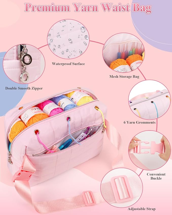 Aeelike Crochet Kit for Beginners Adults, Complete Yarn Kit, Pink | 87 PCS Crochet Kits for Beginners All-inclusive Crochet Set with Yarns Hooks Step-By-Step Instruction Storage Bag, Ideal Gift