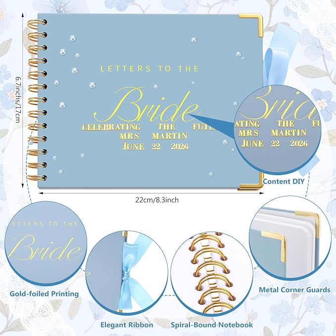 Letters to Bride Scrapbook,8.5 X 7 Inch,Classic,Blue