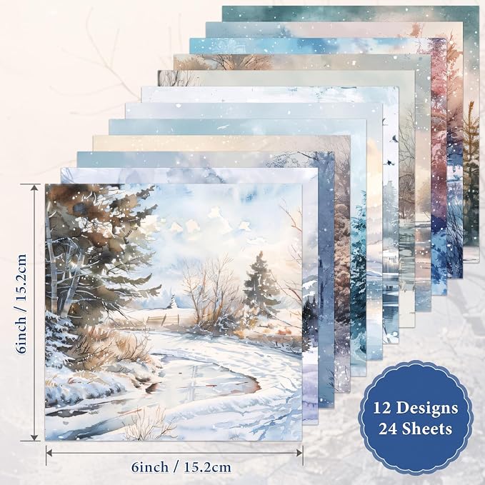 Aesthetic Scrapbook Paper Holiday Themed Pattern Paper 6×6,24 Sheets Single-Sided Boho Scrapbooking CardStock Papers Pad Supplies for Holiday Cardmaking DIY Origami Journaling.