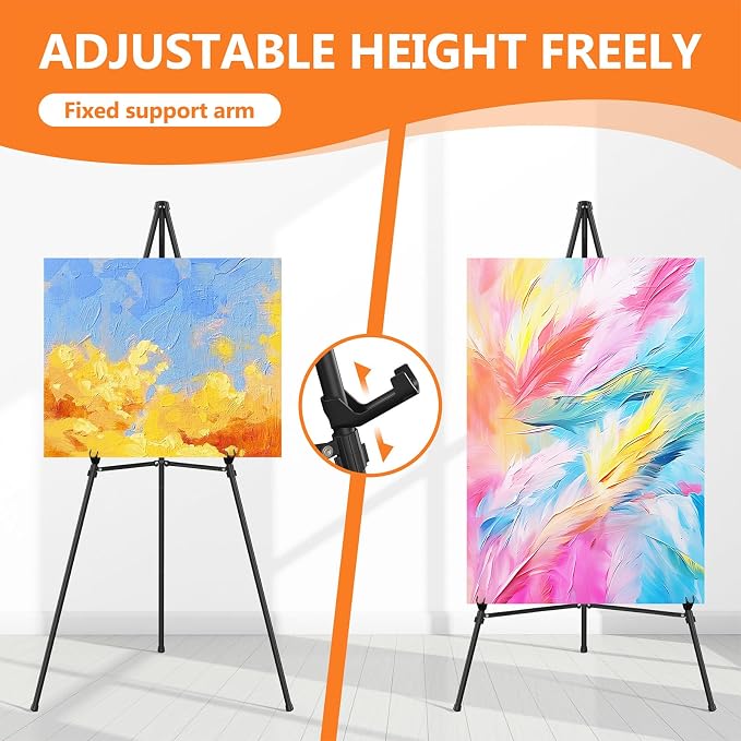Easel Stand for Sign Portable,66" Easel Display Stand Metal, Adjustable Easels for Display,Wedding Signs, Posters-Black(4 Pack)