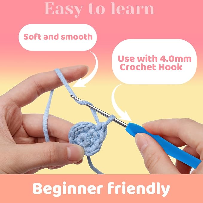 24 * 50g/1.76oz Crochet Yarn, 24 * 87yds Beginner Crochet Yarn | Beginner Easy Yarn for Crocheting with Easy-to-See Stitches, Worsted-Weight Medium #4 Blend Crochet Kit Making
