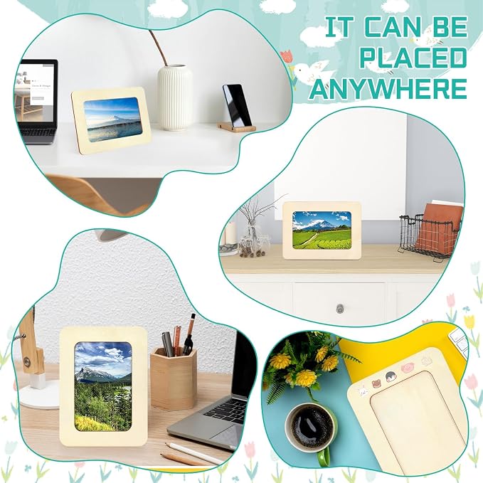 VOKOY 40 Pack Wooden Picture Frames for Crafts, 4" x 6" Photos DIY Wood Picture Frames,Unfinished Standing Photo Frames DIY Crafts Wood Decorate for Wedding Birthday Gifts