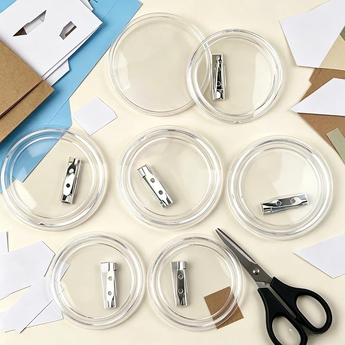 Clear Button Pins Plastic for Crafts - 20 Pack Circle Acrylic Round Button DIY Design, Blank Pins Bulk, Photo Making Kit (2.36 Inch-10 Pack & 3 Inch-10 Pack)