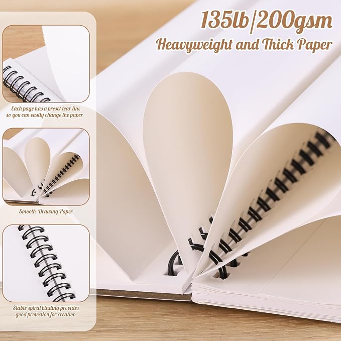 3 Pack Marker Paper Pad, 5×7 in, Double-Sided Bleedproof, Spiral Bound