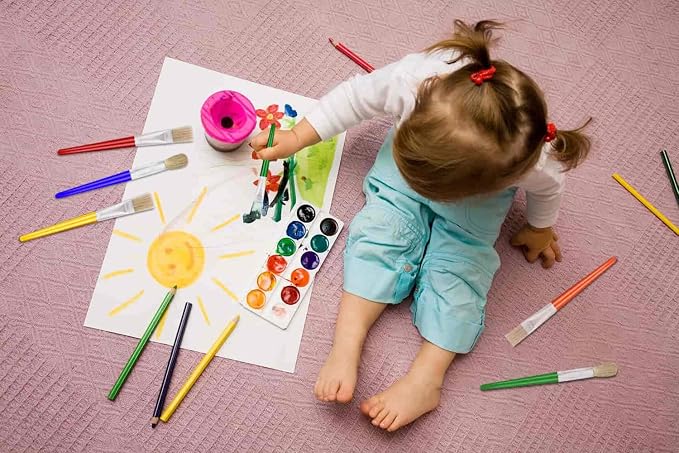 10Pcs Paint Brushes for Kids, Anezus Kids Paint Brushes Toddler Large Chubby Brushes Round and Flat Preschool Painting Brushes for Washable Paint Acrylic Paint (Pack of 2)