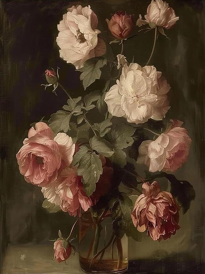 Diamond Art Kits for Adults,Vintage Flowers Diamond Painting Kits 12x16in