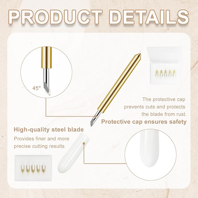 10-Pack Fine Point Blades for Cricut Maker & Explore | Durable carbide steel blades for precise cuts on vinyl & cardstock. Fits Maker & Explore series for custom DIY crafts
