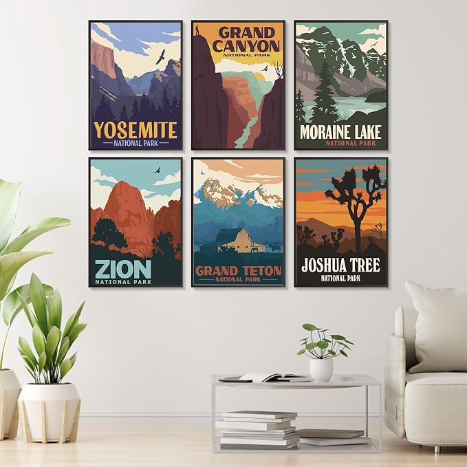 Offito 6 Pack Paint by Numbers Kit for Adults, National Park, 10x14 Inch | Acrylic Number Painting Set, DIY Canvas Art Craft Kit, Beginner Friendly, Home Wall Decor, Stress Relief Relaxing Hobby Gift