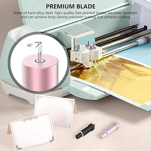 Deep Cut Blade for Maker 3/4/Maker/Explore 3/4/Air 2/Air/One/Venture,60° Deep Point Blade and Housing for Cutting Metallic/Genuine Leather, Craft/EVA Foam, Aluminum Foil, Magnetic Sheet,Etc