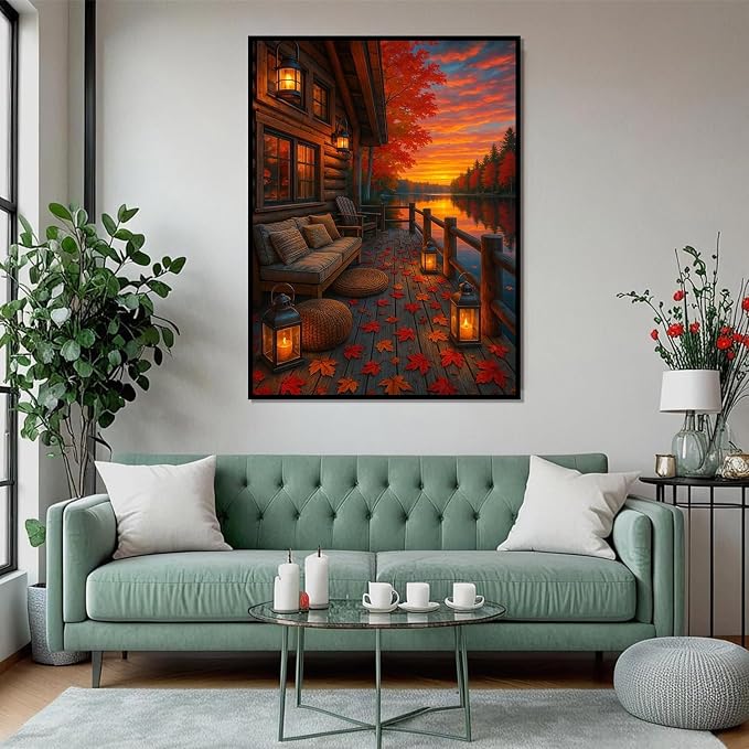 Fall Landscape Diamond Art Kits for Adults,Autumn Scenery Diamond Painting