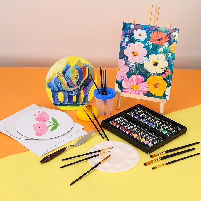 ESRICH 57PCS Acrylic Paint Canvas Painting Kit with 24 Paints