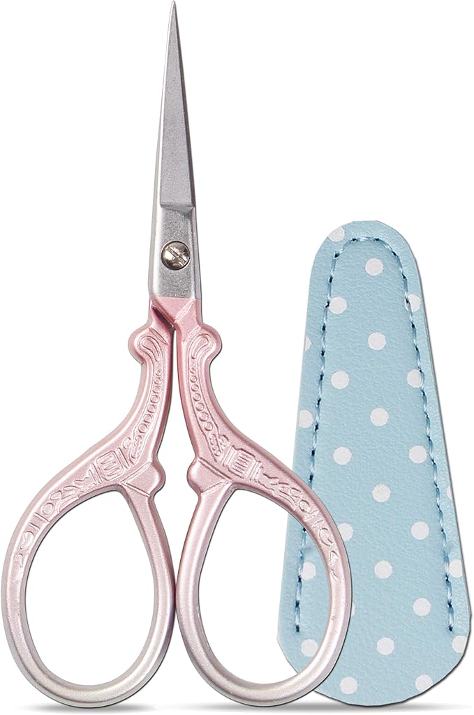 Embroidery Scissors Stainless Steel Sharp 3.6 inch Scissors | Leather Scissors Cover for Sewing Crafting, Art Work, Threading, Needlework - DIY Tools Dressmaker Small Shears