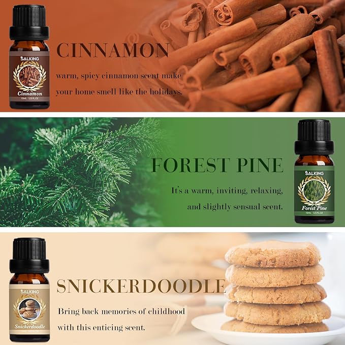 SALKING Autumn Fragrance Oils, Premium Fall Essential Oils Set for Diffuser