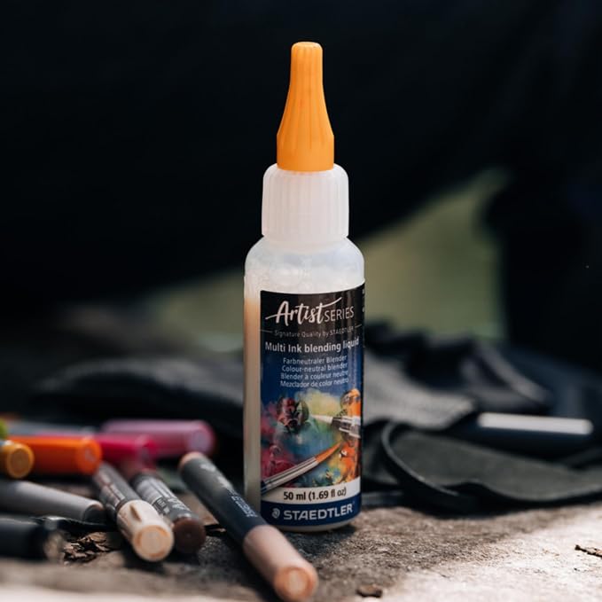 STAEDTLER Pigment Arts Multi Ink Blending Liquid, 50ml: Marker Blending Solution for Smooth Color Mixing, Gradients & Mixed Media – Art Supply for Illustration, Manga, Coloring & Creative Projects