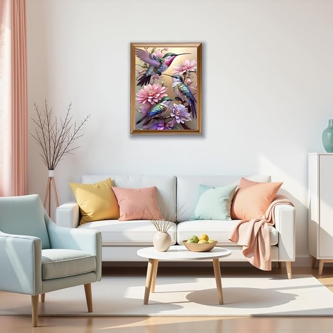 Mosaflare 5D Hummingbird Diamond Painting Kits for Adults 12x16 Inch